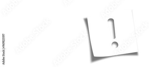 Note paper with exclamation mark on transparent background 