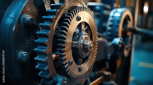 Close Up of Industrial Machinery Gears