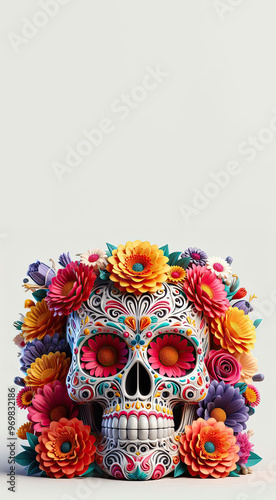 Dia De Los Muertos Wallpaper Background Illustration, Mexican Sugar Skulls on the Day of The Dead