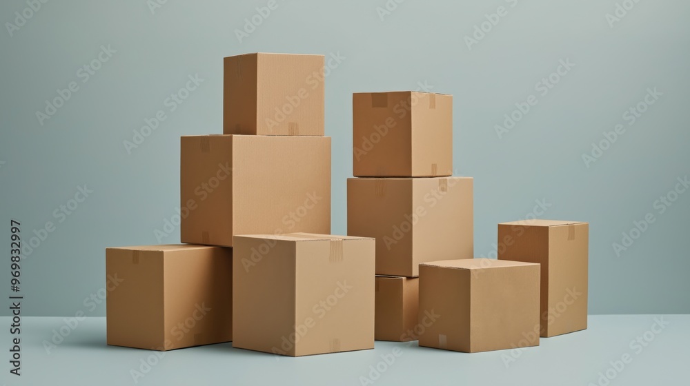 Stacked cardboard boxes on light background Stacked cardboard boxes on light background