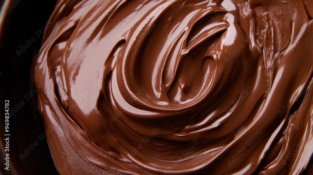 A bowl of chocolate sauce with a swirl pattern A bowl of chocolate sauce with a swirl pattern