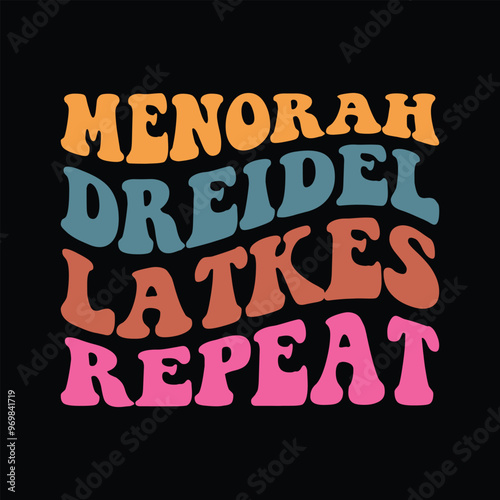 Menorah Dreidel Latkes Repeat