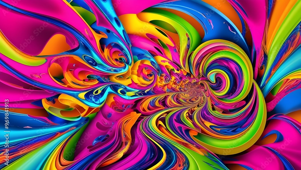 Fototapeta premium Abstract 3D Colorful Background: Vibrant and Dynamic Digital Artwork with Flowing Shapes and Bold Hues
