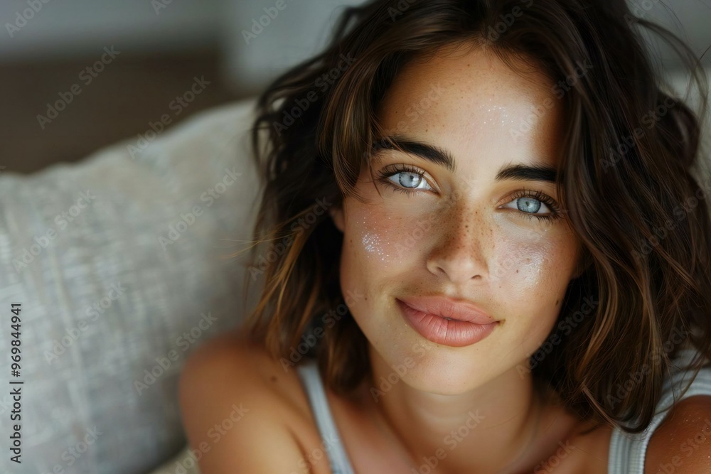 close-up portrait of a young woman with glowing skin, showcasing natural beauty and confidence. close-up portrait of a young woman with glowing skin, showcasing natural beauty and confidence.