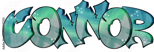 Connor - name street art - graffiti lettering typography - art illustration - multicolor - writen Word - blue and green
  photo