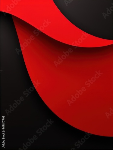 Abstract design featuring smooth red curves on a black background.