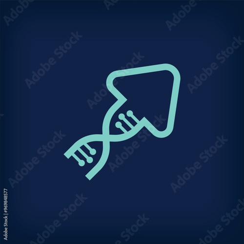 Linear arrow DNA form design. Health, science research and laboratory sector.