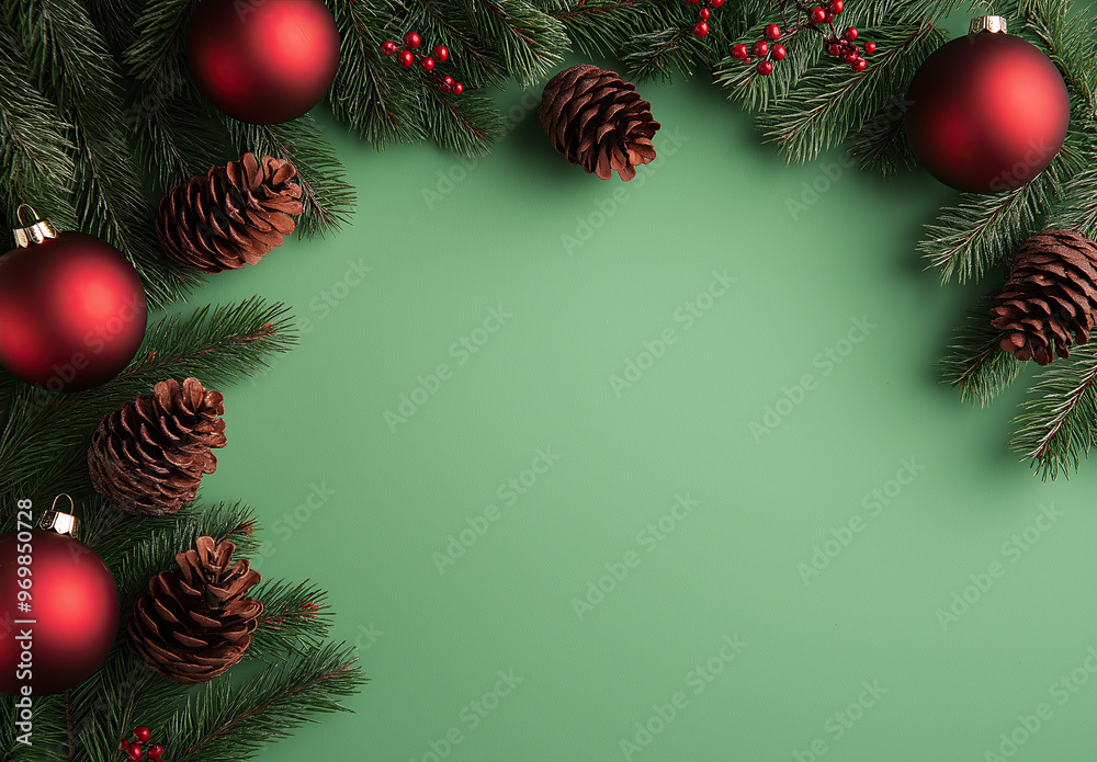 christmas decorations red background with empty space. christmas concept christmas decorations red background with empty space. christmas concept