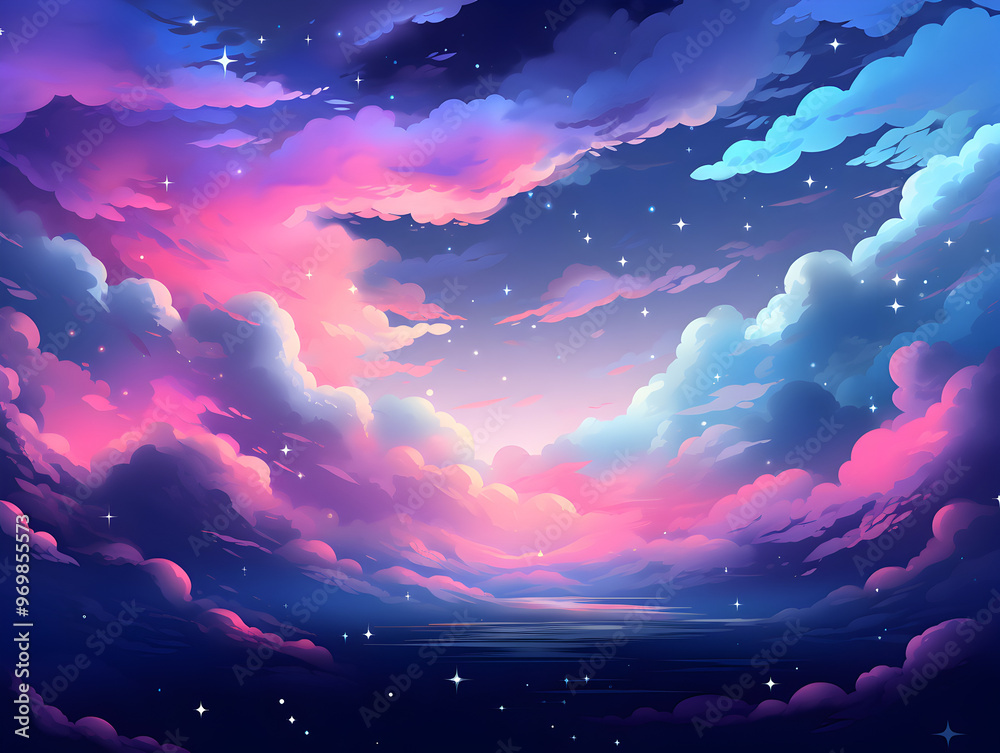 Illustration background of a magical bright sky with clouds Illustration background of a magical bright sky with clouds
