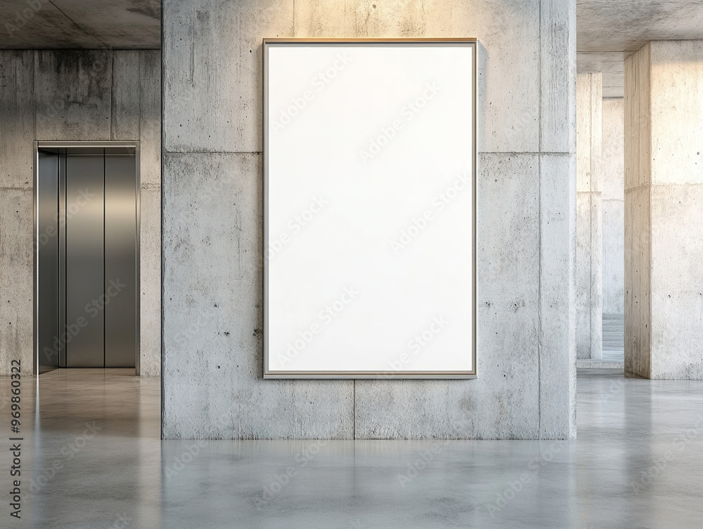 Blank Canvas in Modern Concrete Interior - Perfect for Mockups and Design Presentations Blank Canvas in Modern Concrete Interior - Perfect for Mockups and Design Presentations