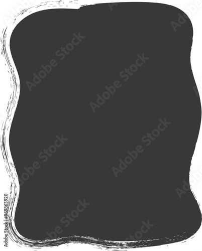 Paint brush textured shape. Inky grunge stain with rough edge. Irregular abstract blob frame. Square and rectangle organic spot photo