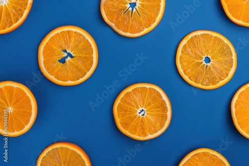 Close-up of three oranges arranged in a row showcasing different sizes emphasizing variety and freshness. Beautiful simple AI generated image