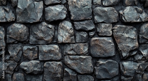 Textured black stone wall with natural patterns and shapes for background design options