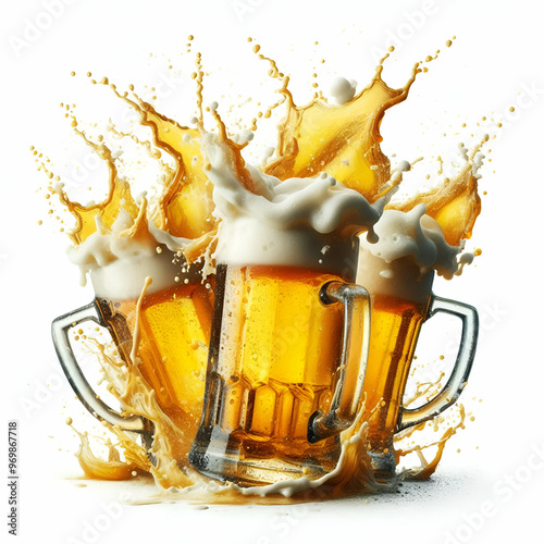 Jarra de cristal de cerveza fría con espuma