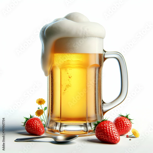 Jarra de cristal de cerveza fría con espuma