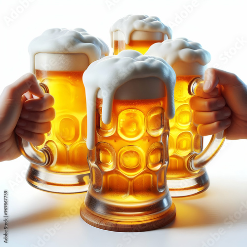 Jarra de cristal de cerveza fría con espuma