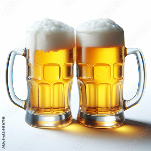 Jarra de cristal de cerveza fría con espuma
