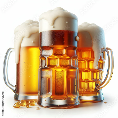 Jarra de cristal de cerveza fría con espuma