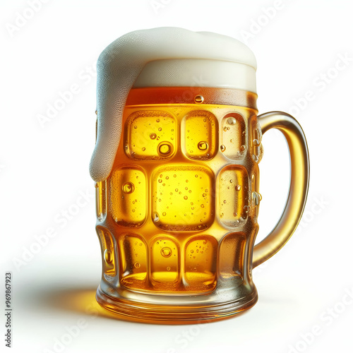 Jarra de cristal de cerveza fría con espuma