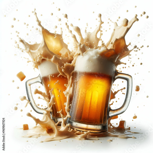 Jarra de cristal de cerveza fría con espuma