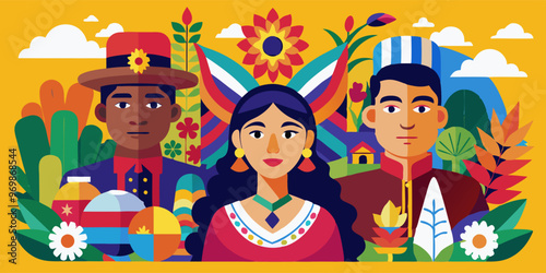 Celebration of national hispanic heritage month with diverse cultural elements