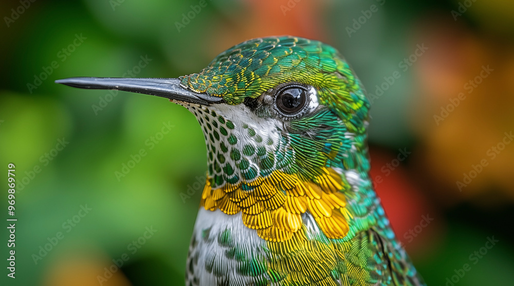 Fototapeta premium Hummingbird in the wild. Beautiful extreme close-up. Chilli. Printable photo with Instant Download. Digital photography. Art Decor. Digital art.