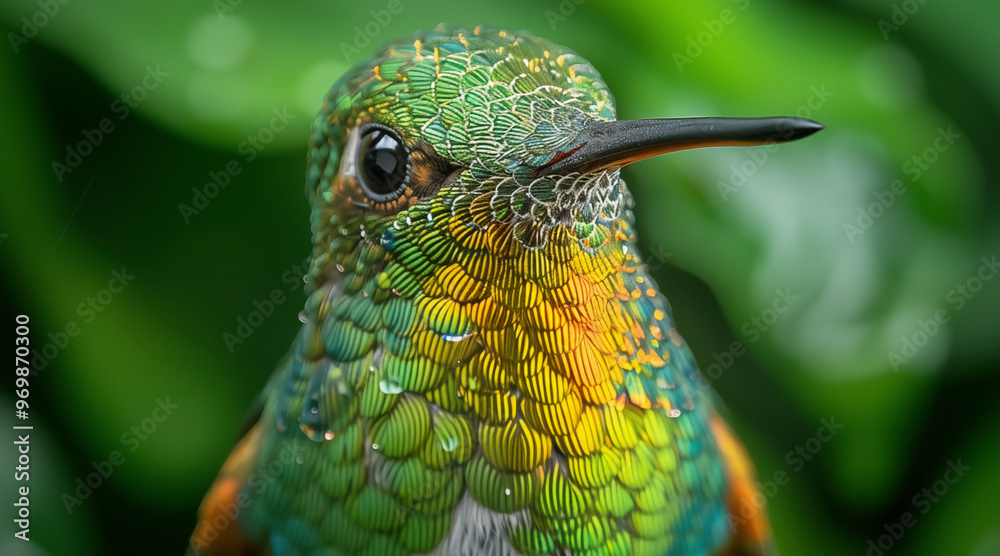 Fototapeta premium Hummingbird in the wild. Beautiful extreme close-up. Chilli. Printable photo with Instant Download. Digital photography. Art Decor. Digital art.