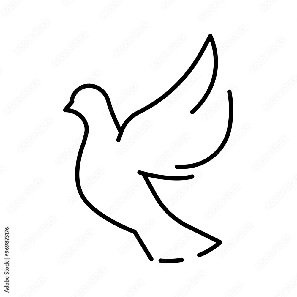 Dove icon. Dove icon line. Dove icon. Dove icon line.