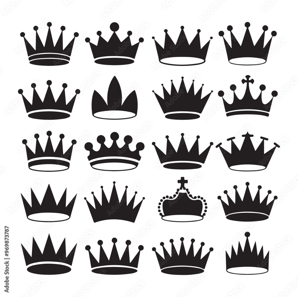 A collection of crown with white background A collection of crown with white background
