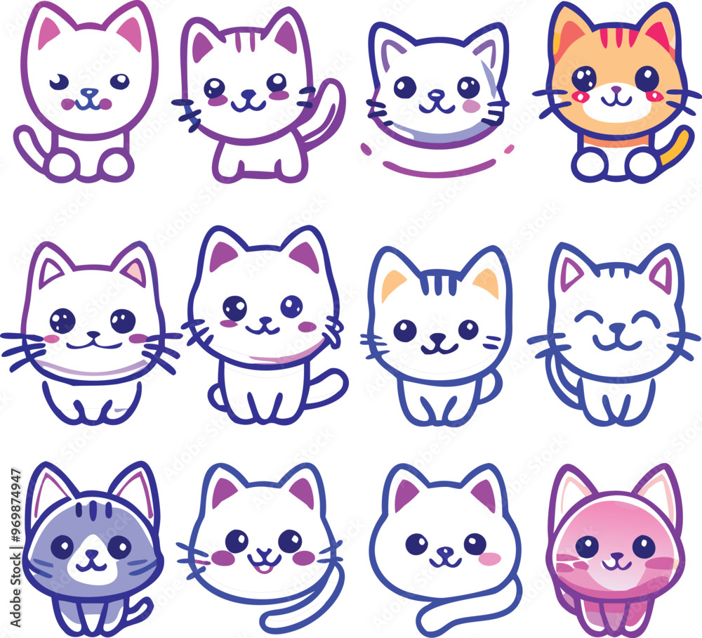 Adorable Cat Stickers A Collection of Cute and Playful Designs Adorable Cat Stickers A Collection of Cute and Playful Designs