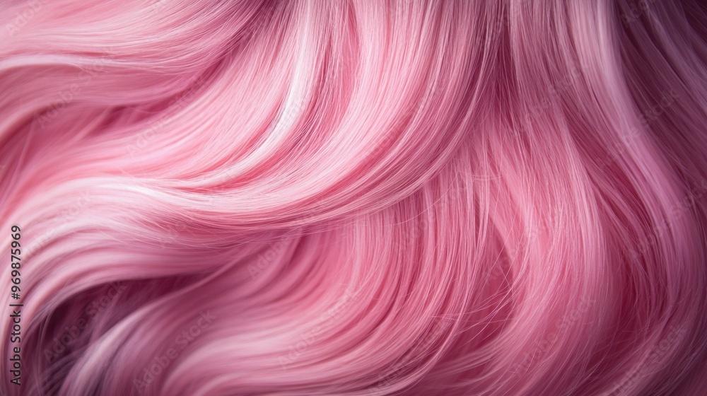 Close-up of vibrant pink wavy hair texture