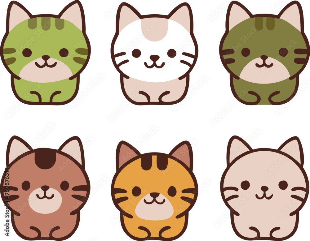 Fototapeta premium Adorable Cat Stickers A Collection of Cute and Playful Designs
