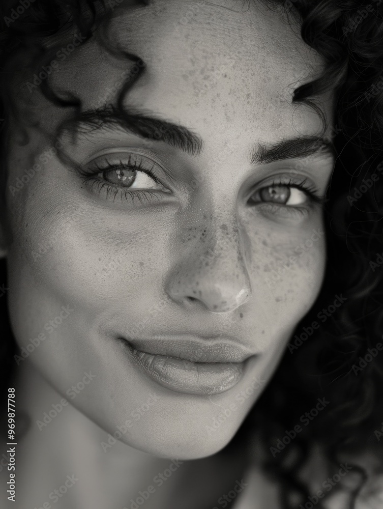 Beautiful Portrait of a Woman with Curly Hair Beautiful Portrait of a Woman with Curly Hair
