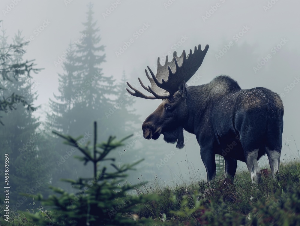 Fototapeta premium Majestic Moose in the Mist