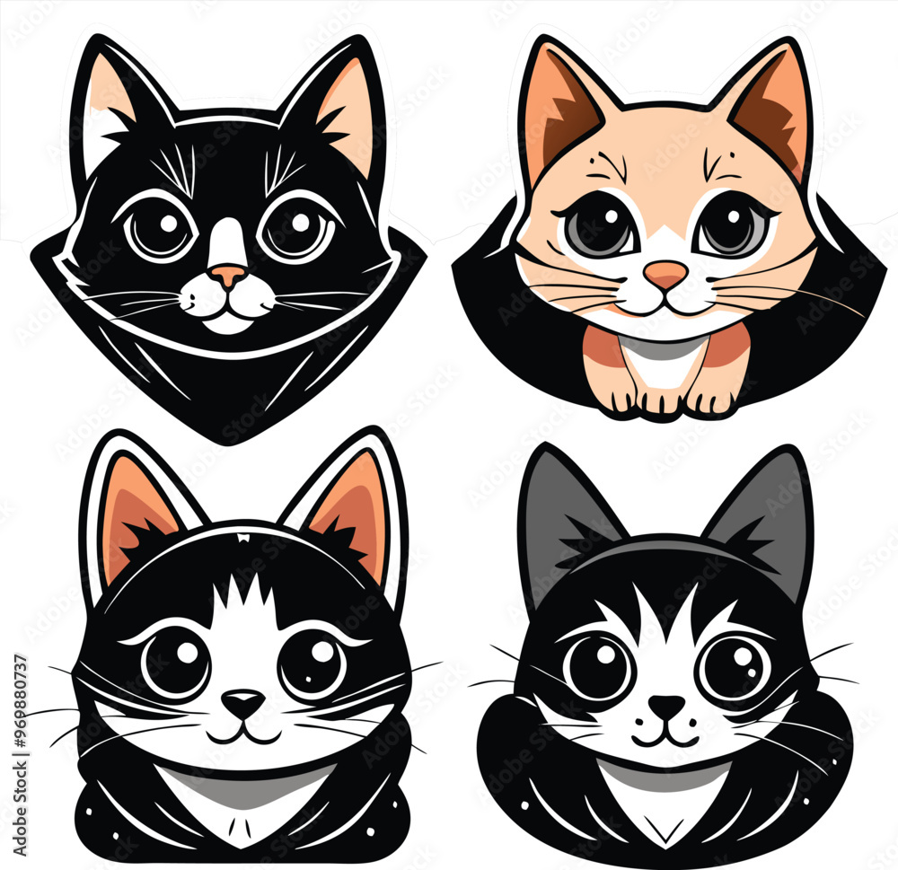 Adorable Cat Stickers A Collection of Cute and Playful Designs Adorable Cat Stickers A Collection of Cute and Playful Designs