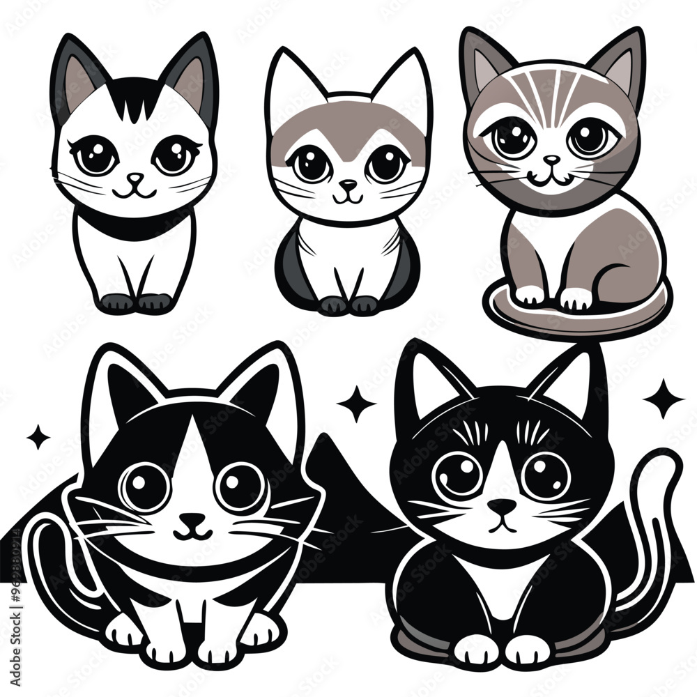 Adorable Cat Stickers A Collection of Cute and Playful Designs Adorable Cat Stickers A Collection of Cute and Playful Designs