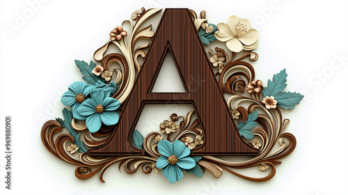 Beautiful floral English letter, beautiful patterns, beautiful designs, beautiful artwork.