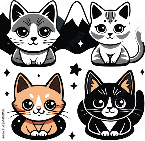 Adorable Cat Stickers A Collection of Cute and Playful Designs