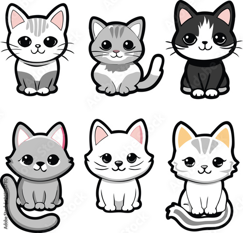 Adorable Cat Stickers A Collection of Cute and Playful Designs