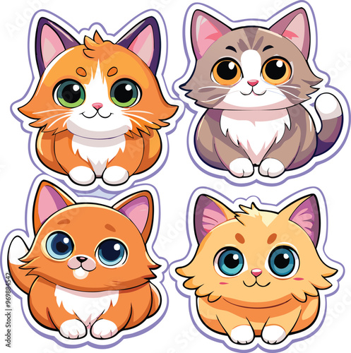 Adorable Cat Stickers A Collection of Cute and Playful Designs