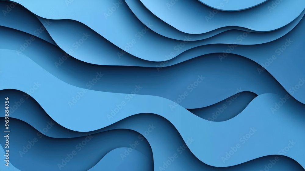 Abstract Blue Papercut Waves Abstract Blue Papercut Waves