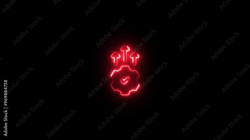 Blue color neon setting icon animation on black background. Blue color neon setting icon animation on black background.