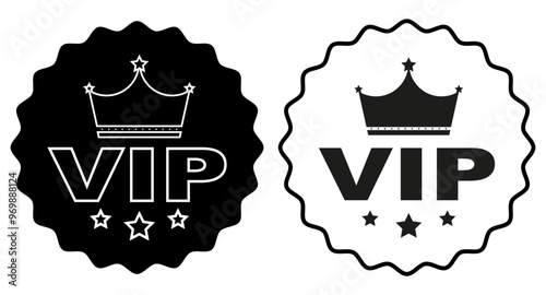 VIP symbol VIP label collection with laurel wreath, crown and stars. Luxury VIP emblem icons. Set of VIP user and premium member pass