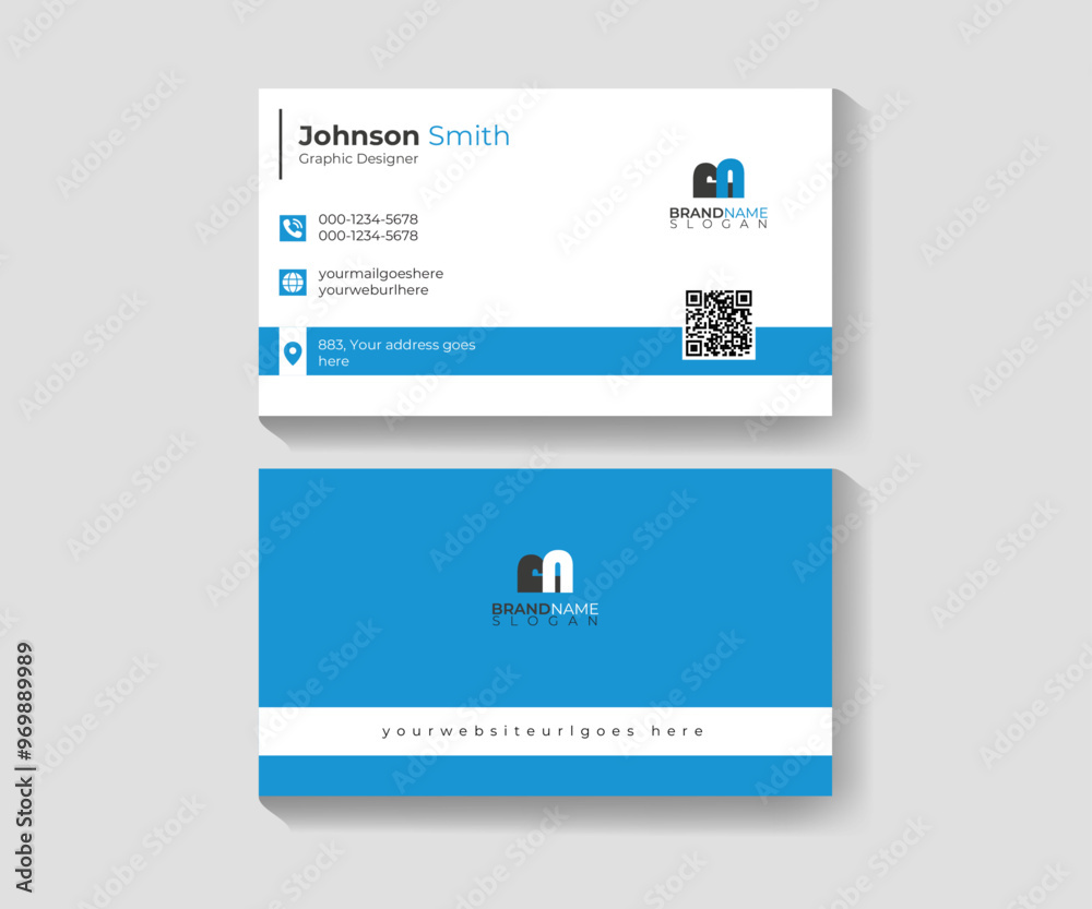 Fototapeta premium Minimal , clean professional, with brand logo, double sided Abstract , minimal , clean professional, modern style Business Card/visiting card template design for business and personal use.