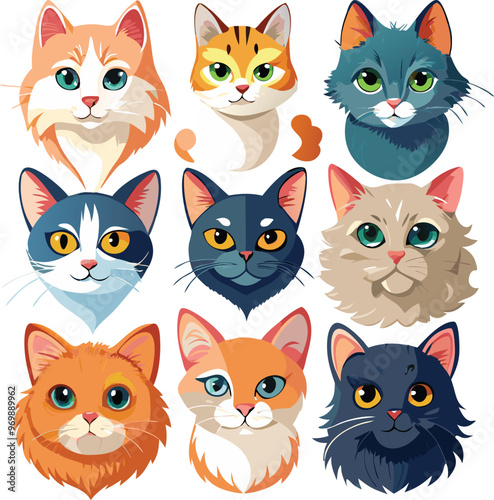 Adorable Cat Stickers A Collection of Cute and Playful Designs