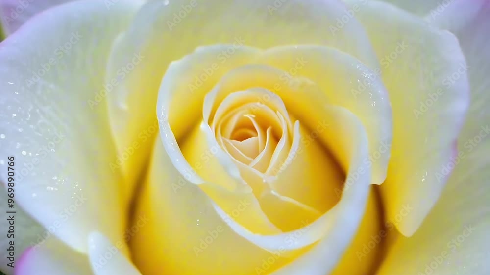 Closeup of a yellow rose with dewdrops on its petals Closeup of a yellow rose with dewdrops on its petals