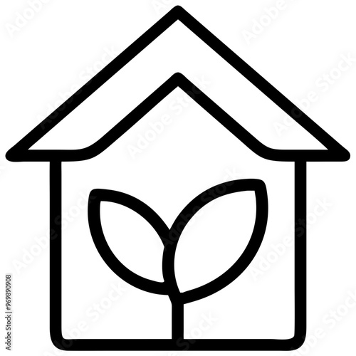 Eco-friendly house icon with a leaf, symbolizing sustainable living