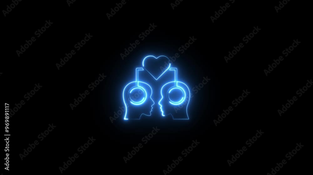 Colorful abstract heart line neon blazing symbol sign on black background. Heart beat neon line glowing moving motion. Colorful abstract heart line neon blazing symbol sign on black background. Heart beat neon line glowing moving motion.