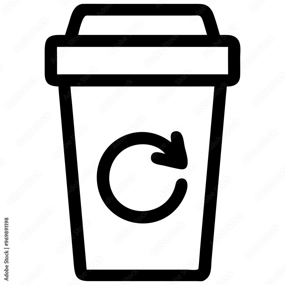 Reusable cup icon with recycling symbol, representing sustainability and eco-friendly practices Reusable cup icon with recycling symbol, representing sustainability and eco-friendly practices
