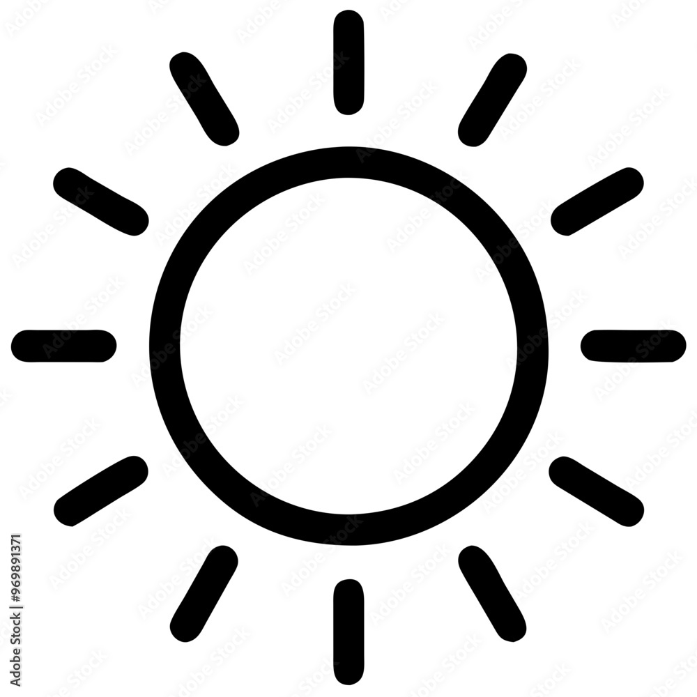 Stylized sun icon in minimalistic black and white design representing ecology and renewable energy Stylized sun icon in minimalistic black and white design representing ecology and renewable energy